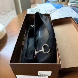 Gucci Black satin and diamond Flats